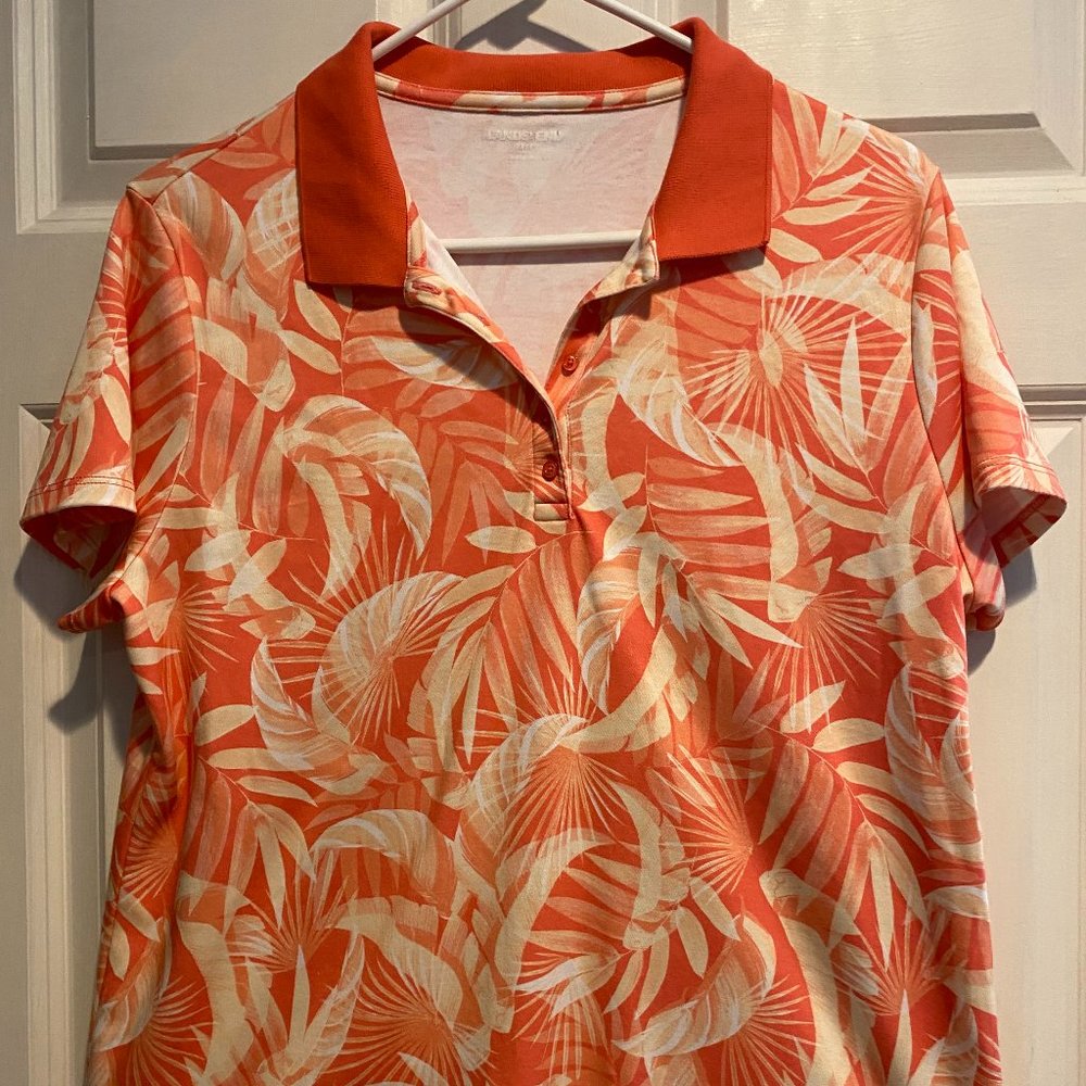 Lands' End Orange and White Women's Jersey Top